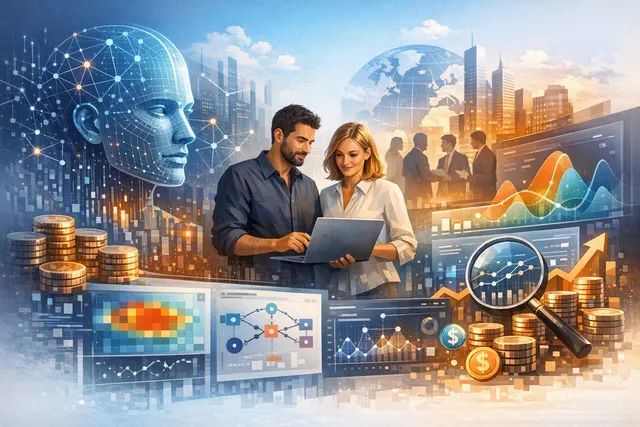 Abstract illustration of an AI assistant recommending products to a shopper, representing PageMind's Answer Engine Optimization platform for e-commerce discovery through ChatGPT an