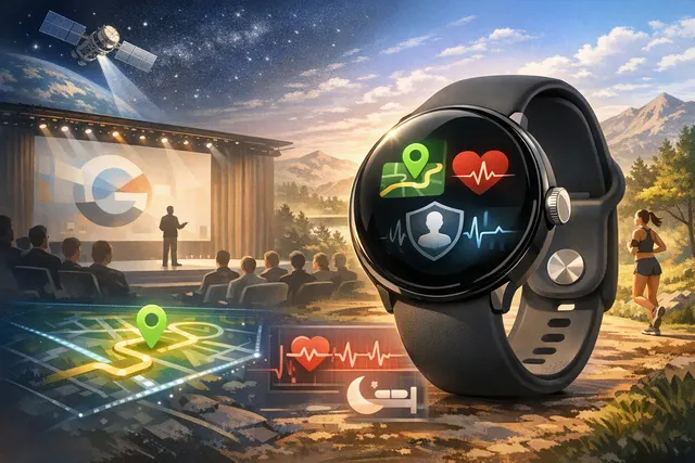 Google Pixel Watch 5 on a wrist with fitness and health tracking features displayed