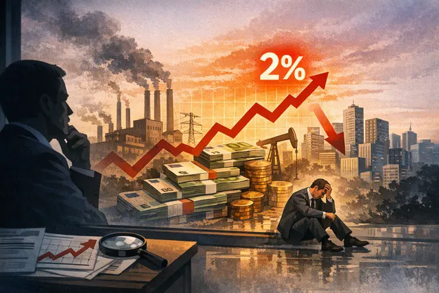 Editorial illustration of ECB inflation pressure, rising energy prices and business financing stress