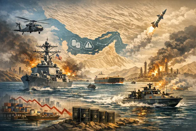 AI-generated editorial illustration of oil tankers rerouting around the Cape of Good Hope, representing the global shipping disruption caused by the 2026 Strait of Hormuz crisis.