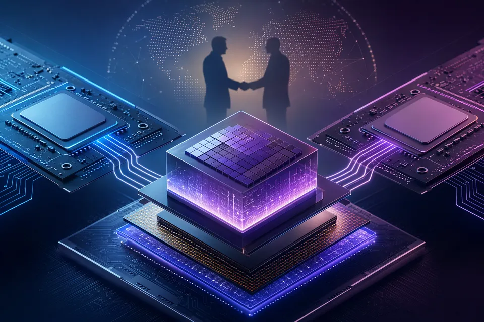 Illustration of AI processors and data‑center chips representing Tenstorrent’s role in the AI semiconductor race