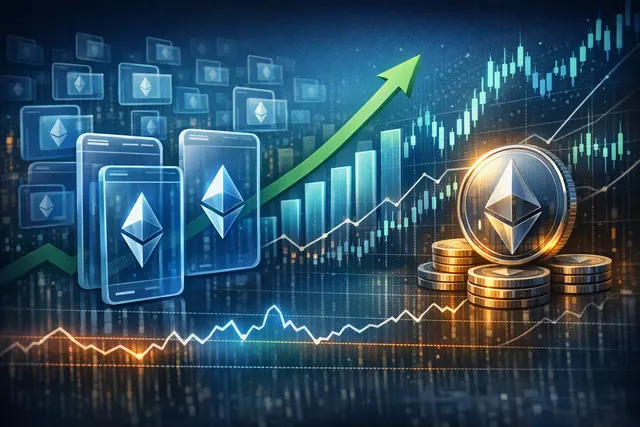 Illustration of Ethereum network growth, new wallet creation, and ETH price resistance levels