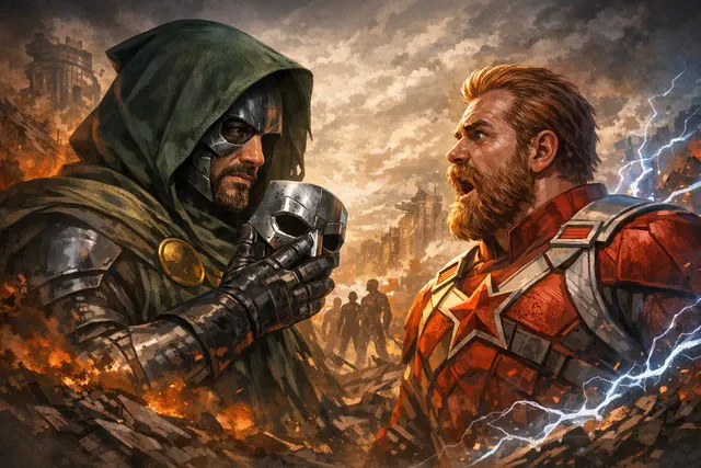 Robert Downey Jr.’s Doctor Doom and David Harbour’s Red Guardian in a dramatic Avengers: Doomsday-inspired scene