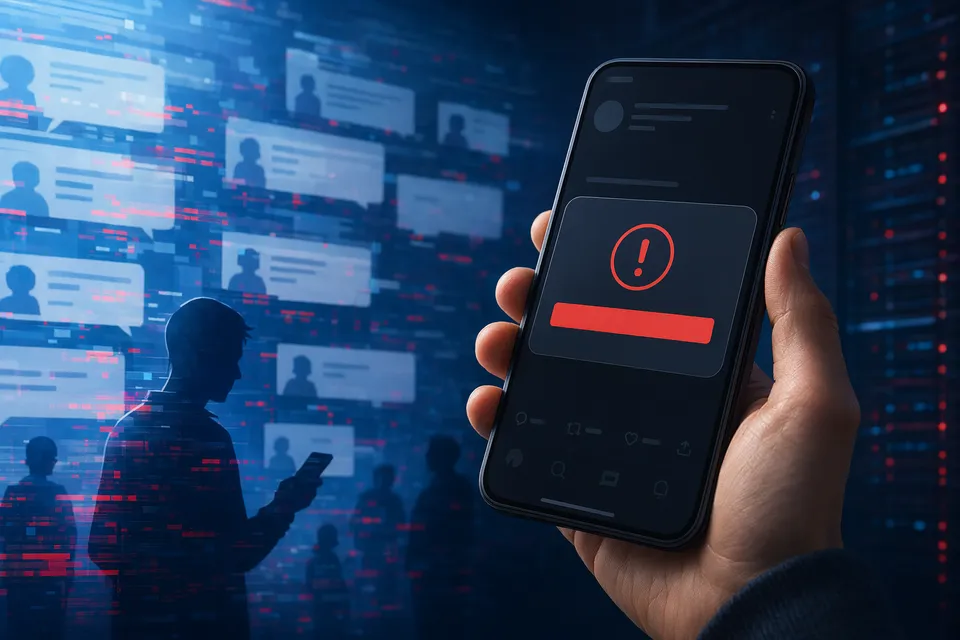Illustration of X social media posting error with a failed message indicator