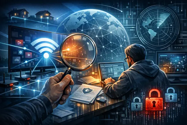 Editorial illustration representing Samsung and LG smart TVs being used as residential proxy nodes without user consent