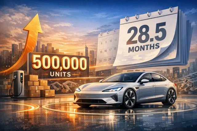 Xiaomi SU7 electric sedan representing the model’s 500,000-delivery milestone