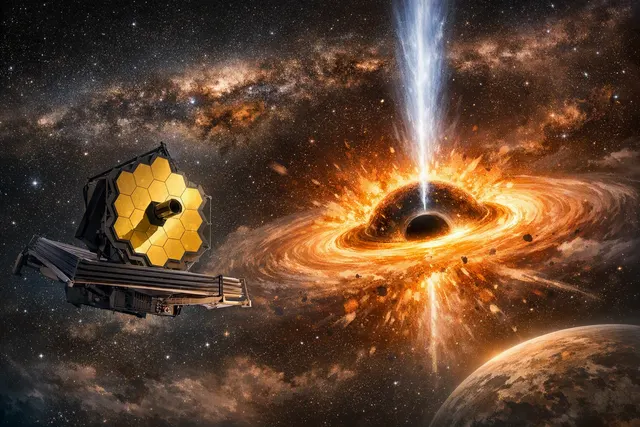 An artistic impression of a black hole star: a red, glowing, sphere-like object the size of the Solar System, composed of a dense hydrogen gas envelope surrounding a central superm