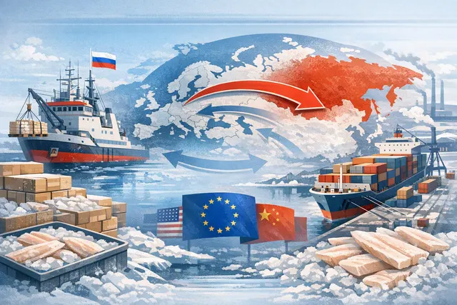 Frozen pollock fillets representing Russia's growing share of EU seafood imports in 2026