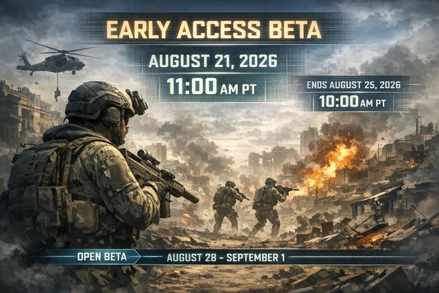 Futuristic Call of Duty-style soldiers battling across a modern city during the Modern Warfare 4 beta