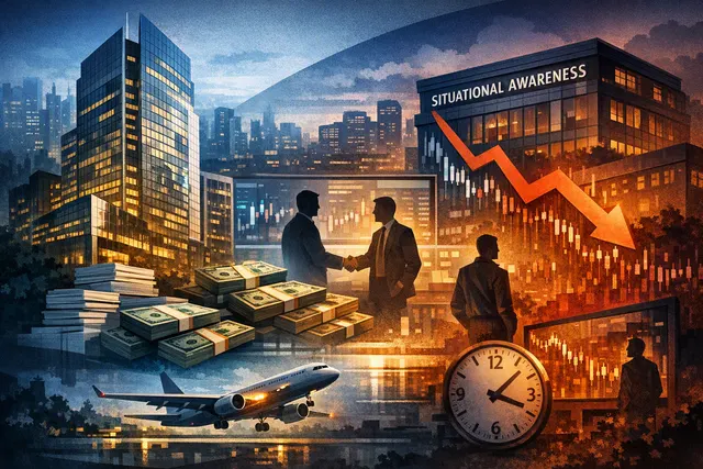 Illustration of Citadel managing a distressed AI-stock portfolio during the Situational Awareness hedge fund liquidation