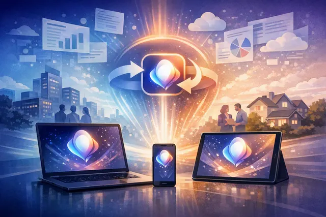A conceptual illustration of the Microsoft Copilot app merger, showing a unified icon representing the combination of consumer and enterprise Copilot into a single application.