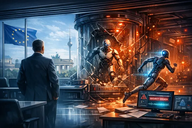 What triggered Germany's digital minister Karsten Wildberger to call for urgent European AI self sufficiency, and what specific incident, EU