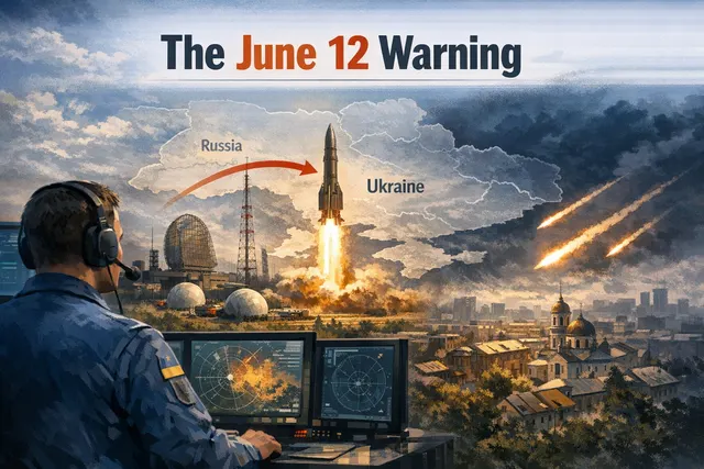A composite image of a map showing the trajectory from Kapustin Yar in Russia to Ukraine, overlaid with a stylized hypersonic missile in flight.