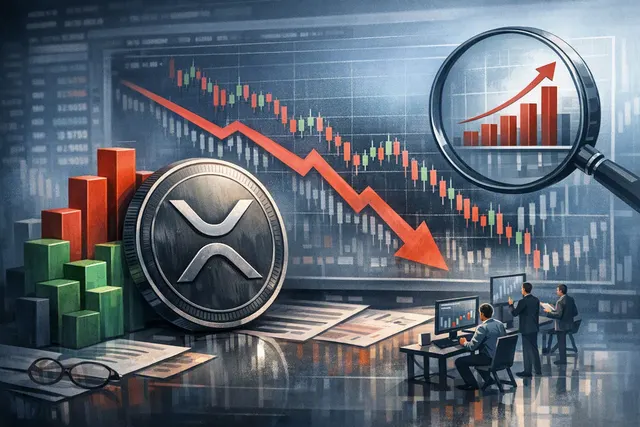 Illustration of XRP derivatives trading, rising open interest, and potential liquidation risk