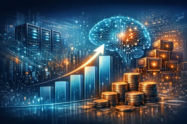 Graphical comparison chart showing AI hyperscaler capital expenditure intensity surpassing the dot-com bubble peak, with upward-trending lines and data markers labeled 2026, 2027,