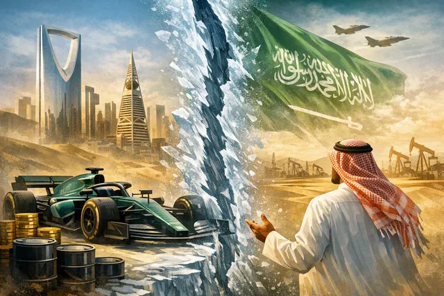 Aston Martin Aramco Formula One car on track, representing the Saudi-backed F1 team affected by the 2027 sponsorship freeze