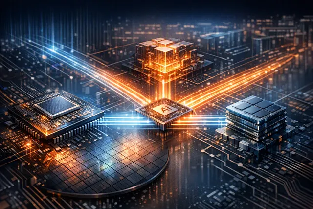Conceptual illustration of Huawei’s Tau Scaling Law, LogicFolding chip design and interconnected AI accelerator systems