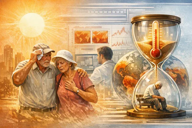 Older adults sheltering from extreme heat in a hot, humid city as temperatures rise