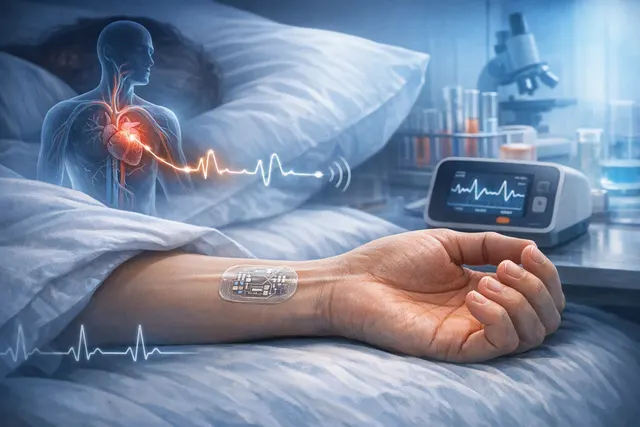 Illustration of a battery-free skin sensor network using a chest patch, wrist sensor, smartphone and conductive shirt to estimate blood pressure