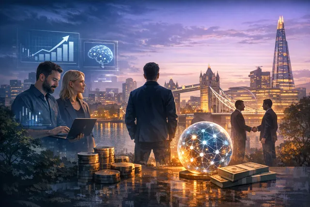 Abstract editorial illustration of an AI-native enterprise workspace connecting fragmented tools into a unified context layer with Zaro branding