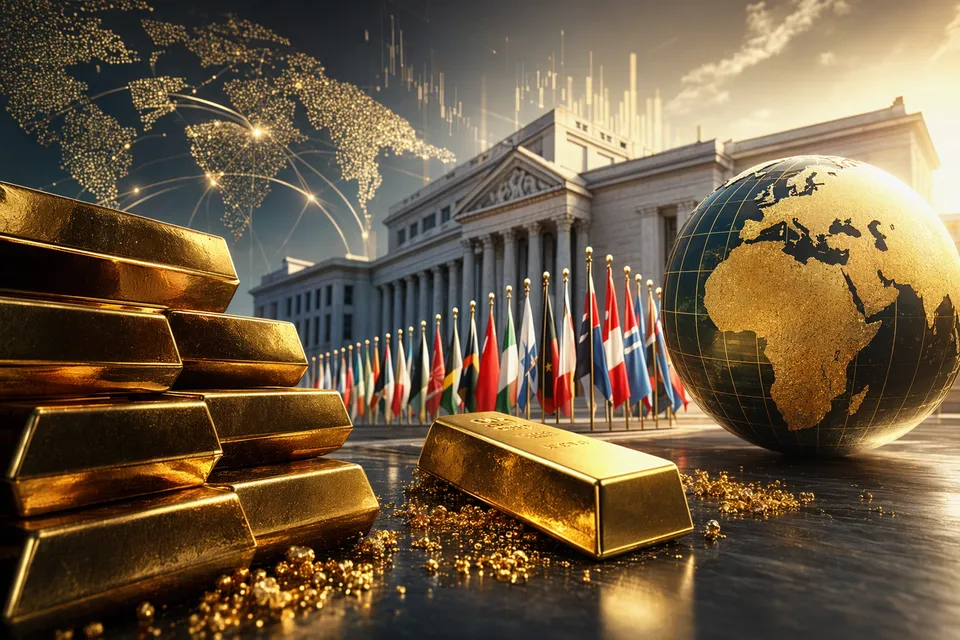 Illustration representing rising gold prices and central bank demand behind Goldman Sachs’ $5,400 gold forecast