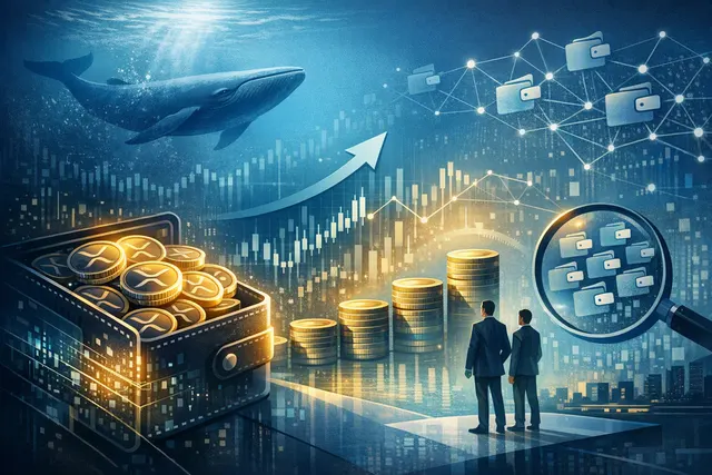 XRP price chart and on-chain data visualization showing whale accumulation and network activity