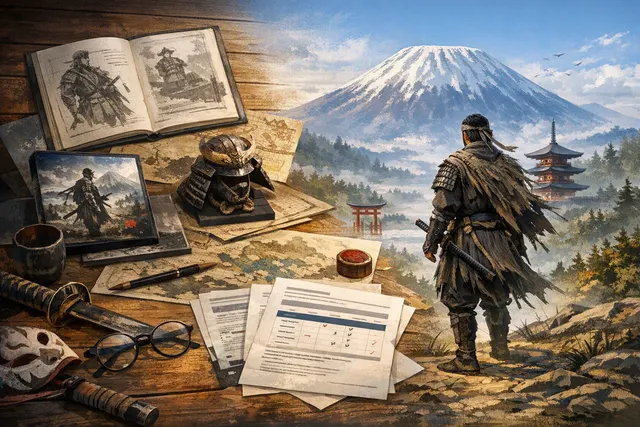 Ghost of Yōtei Complete Edition promotional art showing protagonist Atsu in snowy Ezo landscape with new expansion and mode details