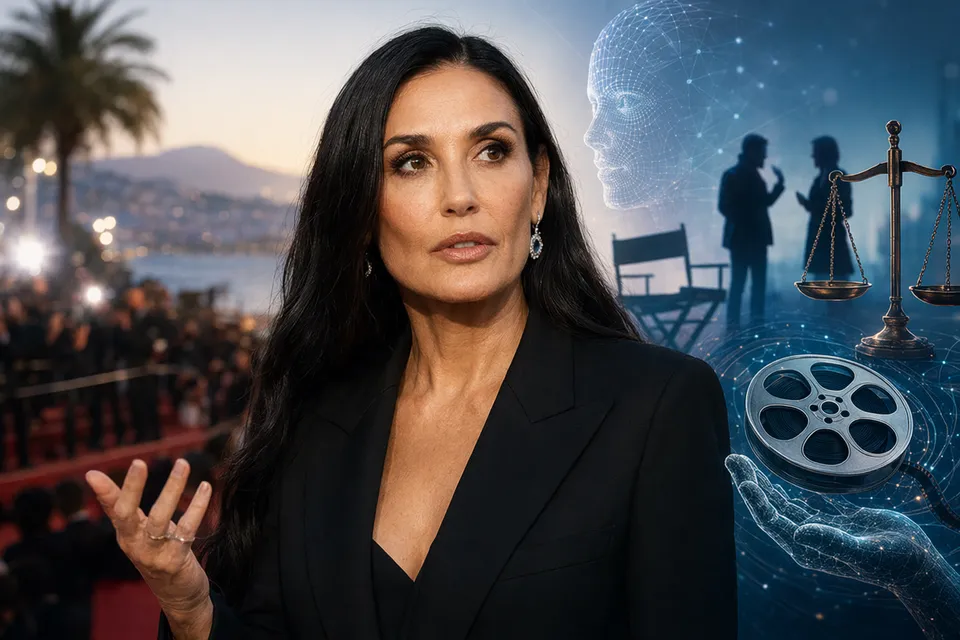 How did Demi Moore’s comments at the 79th Cannes Film Festival reflect Hollywood’s changing attitude toward artificial intelligence, includi