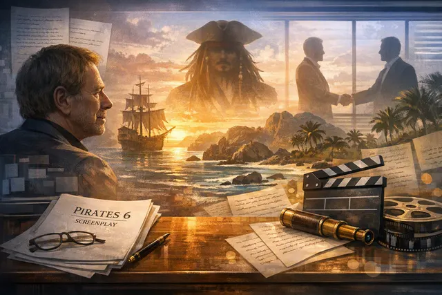 Editorial illustration of Johnny Depp’s possible return as Captain Jack Sparrow in Pirates of the Caribbean 6
