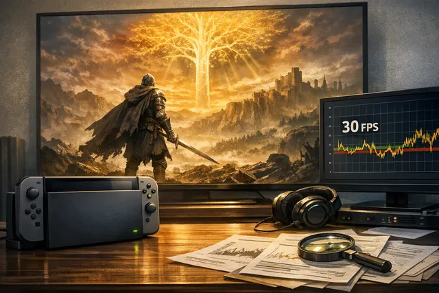 Elden Ring: Tarnished Edition gameplay concept showing the Switch 2 port’s improved performance in docked and handheld modes