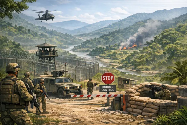 Panamanian border security forces patrolling the Darién jungle near the Colombia border during Operation Steel Shield in August 2026