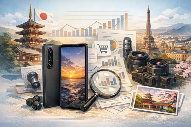 Sony Xperia 1 VIII smartphone with 3.5mm headphone jack and microSD card slot highlighted as key features