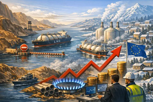 How has the continued closure of the Strait of Hormuz and the resulting disruption to global LNG supplies driven European gas prices to a fi