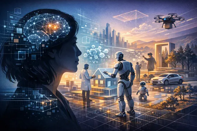 Conceptual illustration of AI generating and understanding a three-dimensional world