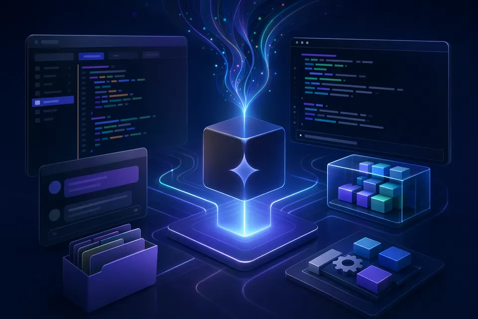 Conceptual illustration of Google Antigravity 2.0 orchestrating multiple AI coding agents in parallel