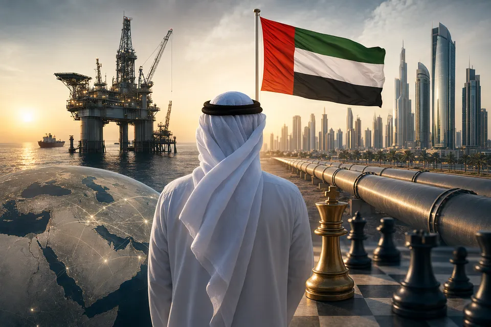 Illustration of the UAE breaking away from OPEC oil production policy