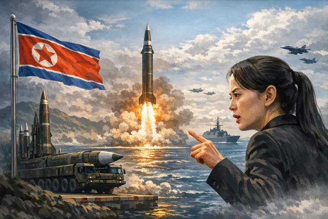 Kim Yo Jong speaks during a public event, warning Japan over its Tomahawk missile test.