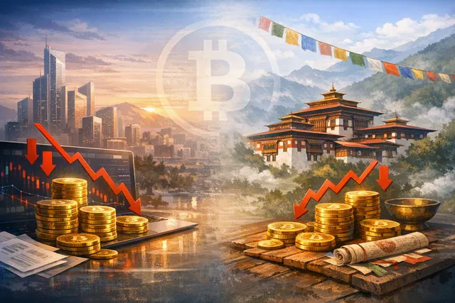 Abstract representation of Bitcoin treasury management by a corporation and a sovereign state