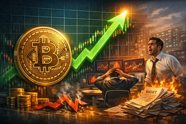 Bitcoin price chart rising through $64,000 as short positions are liquidated and volatility expectations increase