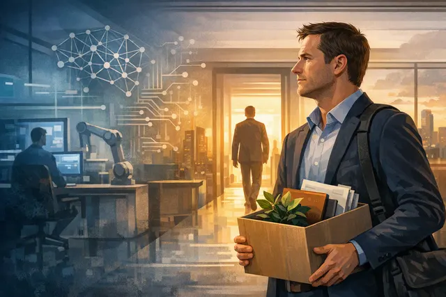 A conceptual image representing Brad Lightcap, OpenAI's departing COO, with a minimalist tech-themed visual suggesting a transition or new beginning.