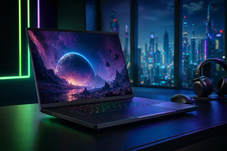 Razer Blade 18 (2026) gaming laptop concept showing large display and high‑performance design