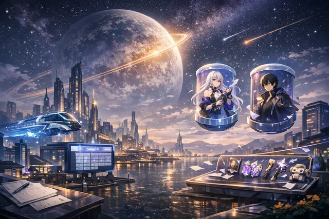 Promotional key art for Honkai: Star Rail Version 4.5 'To Roll the Stars in Astropolis' featuring the characters Robin and Aventurine in a cosmic casino setting.