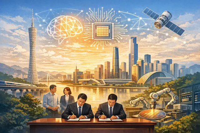 Guangdong province and Alibaba sign strategic cooperation framework agreement in Guangzhou, August 2026, focusing on AI, semiconductors, cloud computing, and smart services