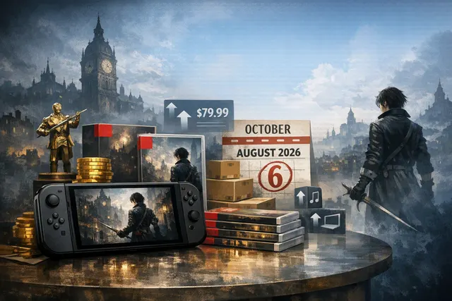 Lies of P Complete Edition key art on a background symbolizing the Nintendo Switch 2 launch, with a Metacritic score of 86 overlaid