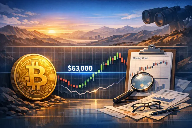 Bitcoin price chart with $63,000 highlighted as key bear market bottom threshold for August 2026