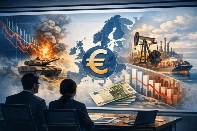 European Central Bank building in Frankfurt, symbolizing financial oversight and geopolitical risk