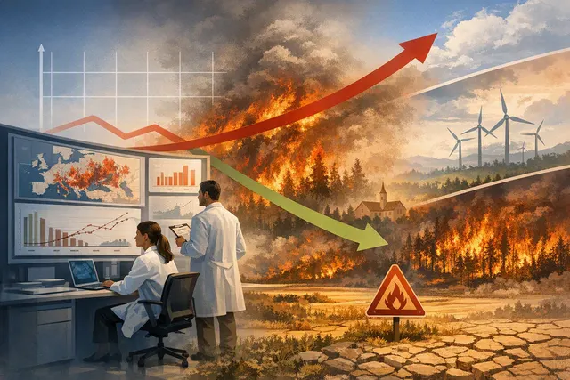 Illustration of expanding wildfire risk across Europe under climate change