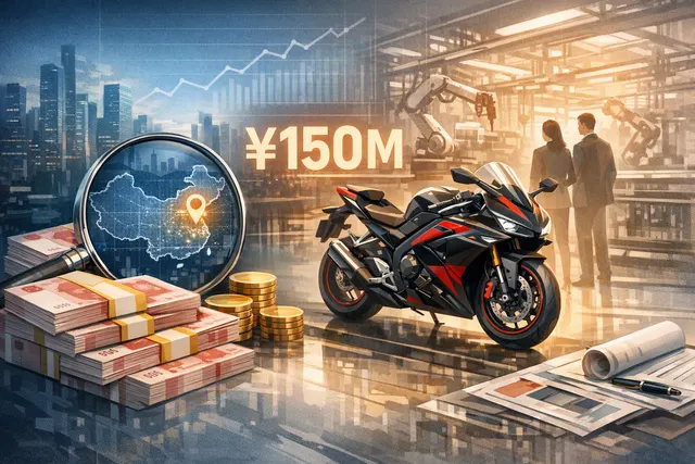 Editorial illustration of a high-performance motorcycle representing HSG’s reported investment in Chinese motorcycle startup ZXMOTO