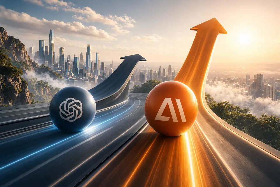Illustration representing enterprise AI competition between Anthropic and OpenAI
