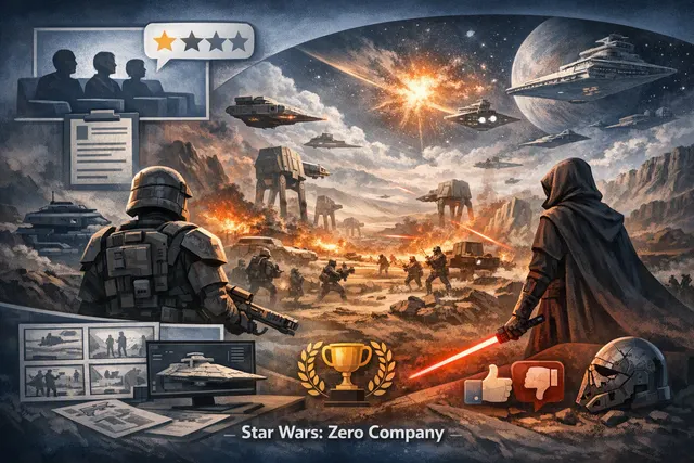 Star Wars Zero Company key art showing a squad of Clone Wars-era mercenaries in tactical poses